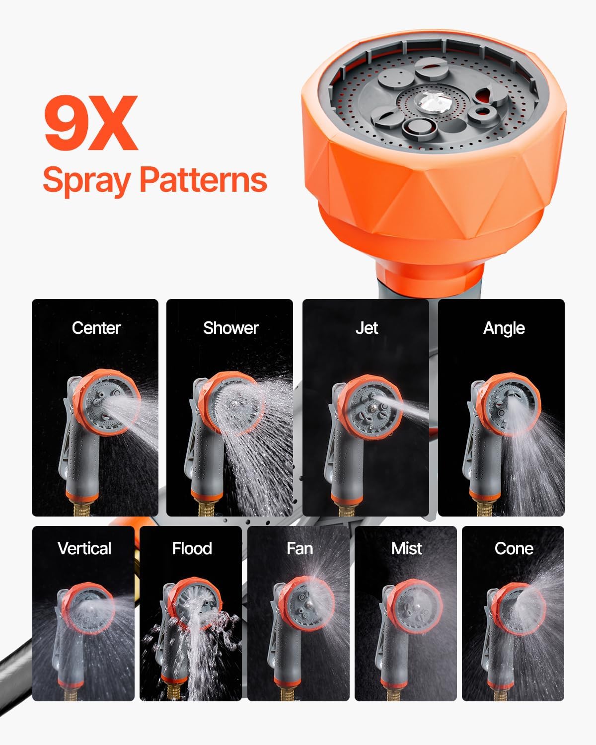 VEVOR Retractable Garden Hose Reel - 1/2 Inch x 84 ft Heavy Duty Wall Mounted with 9-Pattern Nozzle & 180° Swivel Bracket