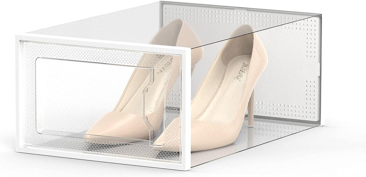 SEE SPRING Shoe Storage Box - 12 Pack Clear Plastic Stackable Organizer for Closet | Space-Saving Design