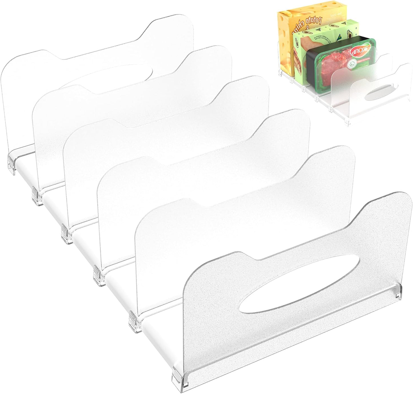 SURETIVIAN Freezer Organizer Rack - 12” Adjustable Fridge Storage with Removable Dividers & Handles | White