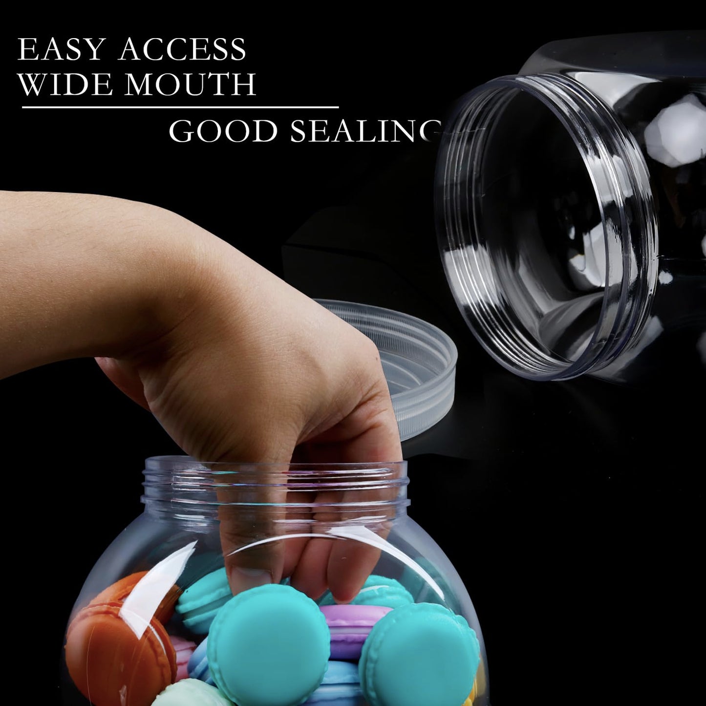 Candy Jar,Cookie Jar Cookie Containers Candy Jars with Lids,4 Pack Plastic Candy Jars for Candy Buffet and Party Table, Candy Buffet Containers, Cookie Jars Dry Food Jars-48 oz (25.4oz)