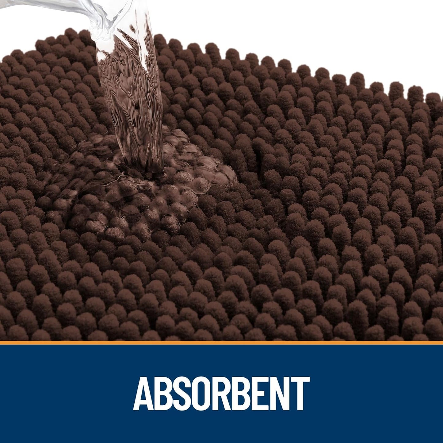 OLANLY Dog Door Mat - Absorbent Non-Slip Chenille Mat for Muddy Paws | 54x24 Inches, Quick Dry, Brown