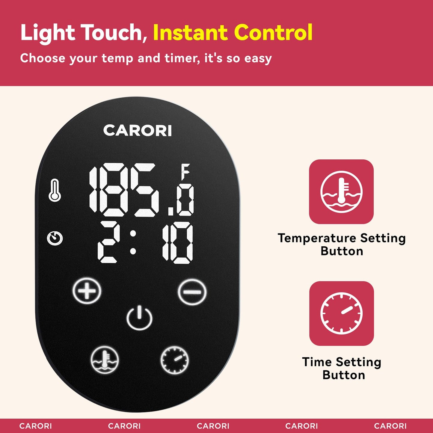 Carori Sous Vide Machine 1100W, Sous Vide Precision Cooker, Ultra Quiet Immersion Circulator with Recipes, Accurate Temperature and Time Control with Adjustable Clamp, Brushless Motor, White