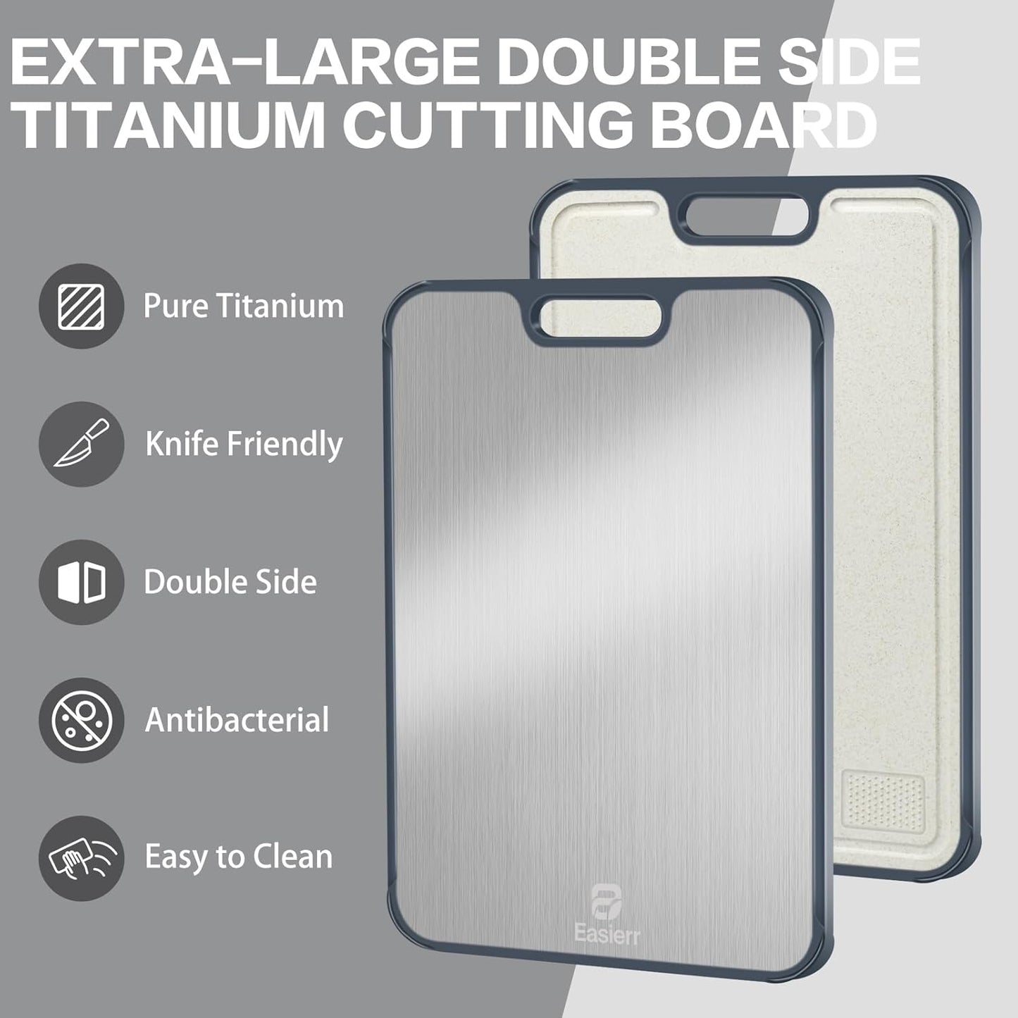 Titanium Cutting Board by Extra Large | Non-Toxic 2-in-1 Design with Juice Groove | 17 x 12 Inch