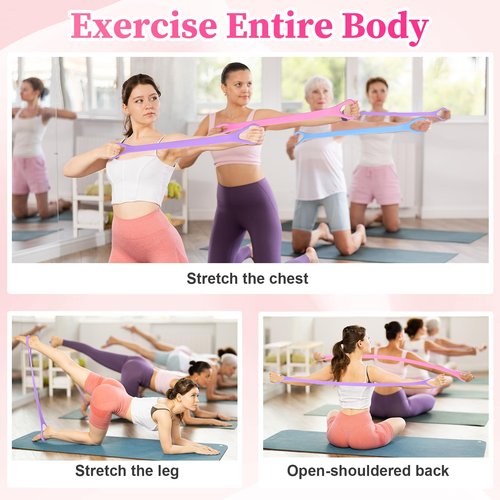 Hiboom 12 Pcs Figure 8 Fitness Resistance Band 2025 Figure 8 Exercise Bands Bulk for Women Men Silicone Exercise Band Upper Body Workout Equipment for Home Yoga and Gym Workout
