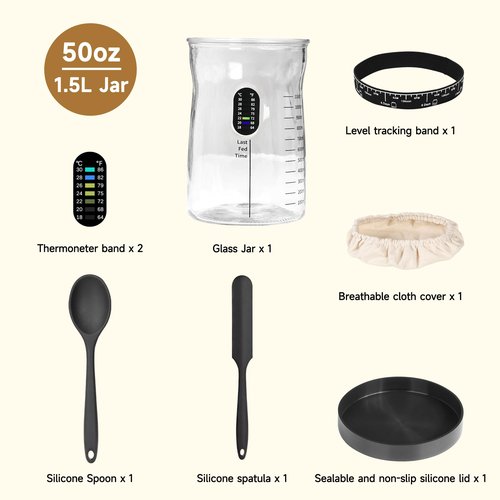 Arbnic Sourdough Starter Kit -50 Oz Wide Bore and Large Capacity Sourdough Starter Jar- Perfect Sourdough Bread Baking Supplies, Baking Gifts(1 Jar)