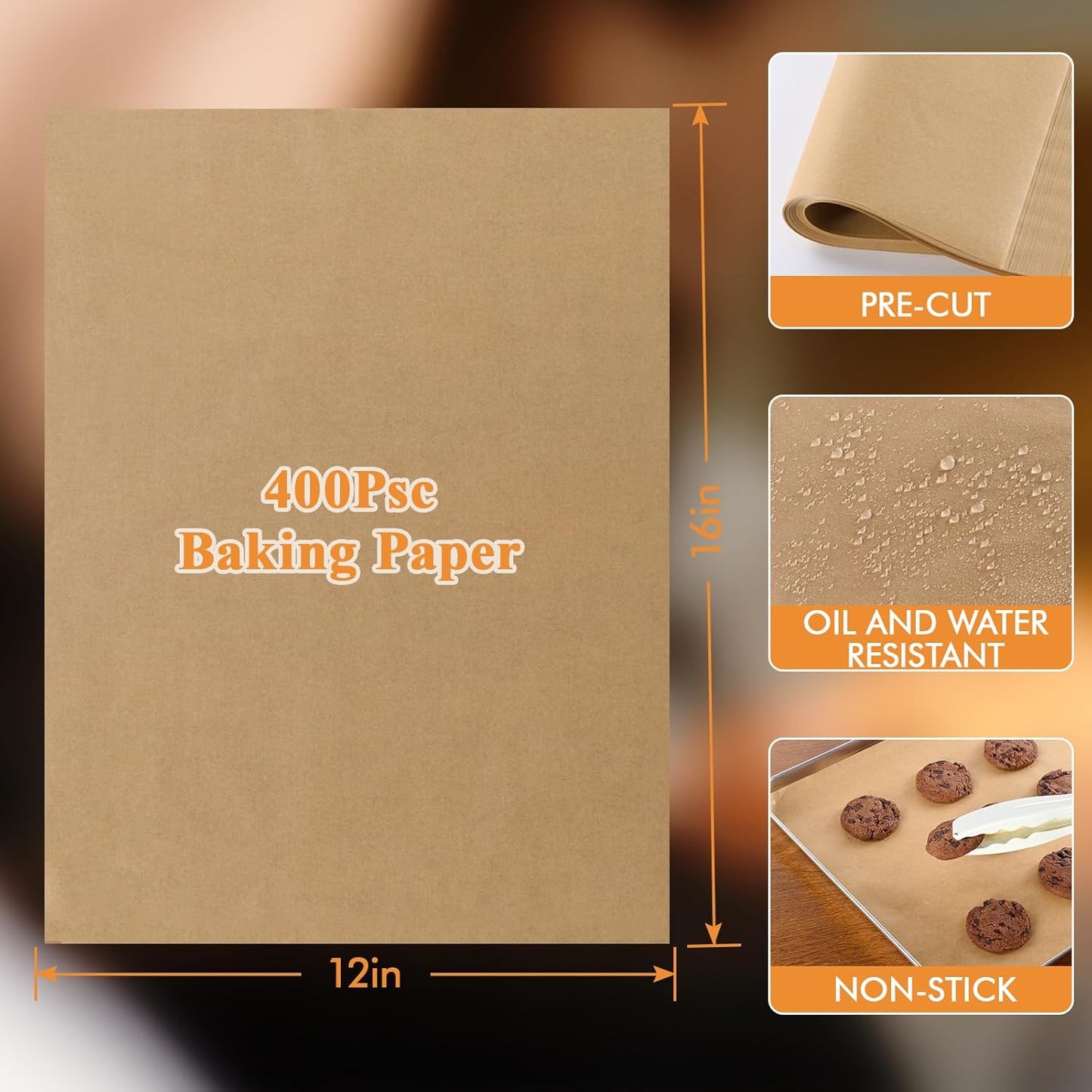 MUCHII Parchment Paper Sheets - 400 Pcs Non-Stick Precut 12 x 16 Inch for Baking & Cooking