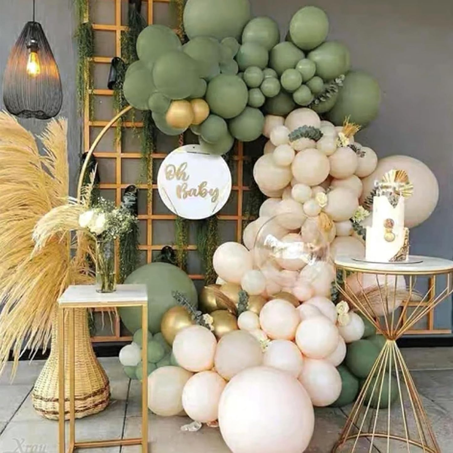 PartyWoo Sage Green Balloons - 140-Piece Boho Balloon Arch Kit for Jungle Birthday Parties | 5-12 Inch Sizes