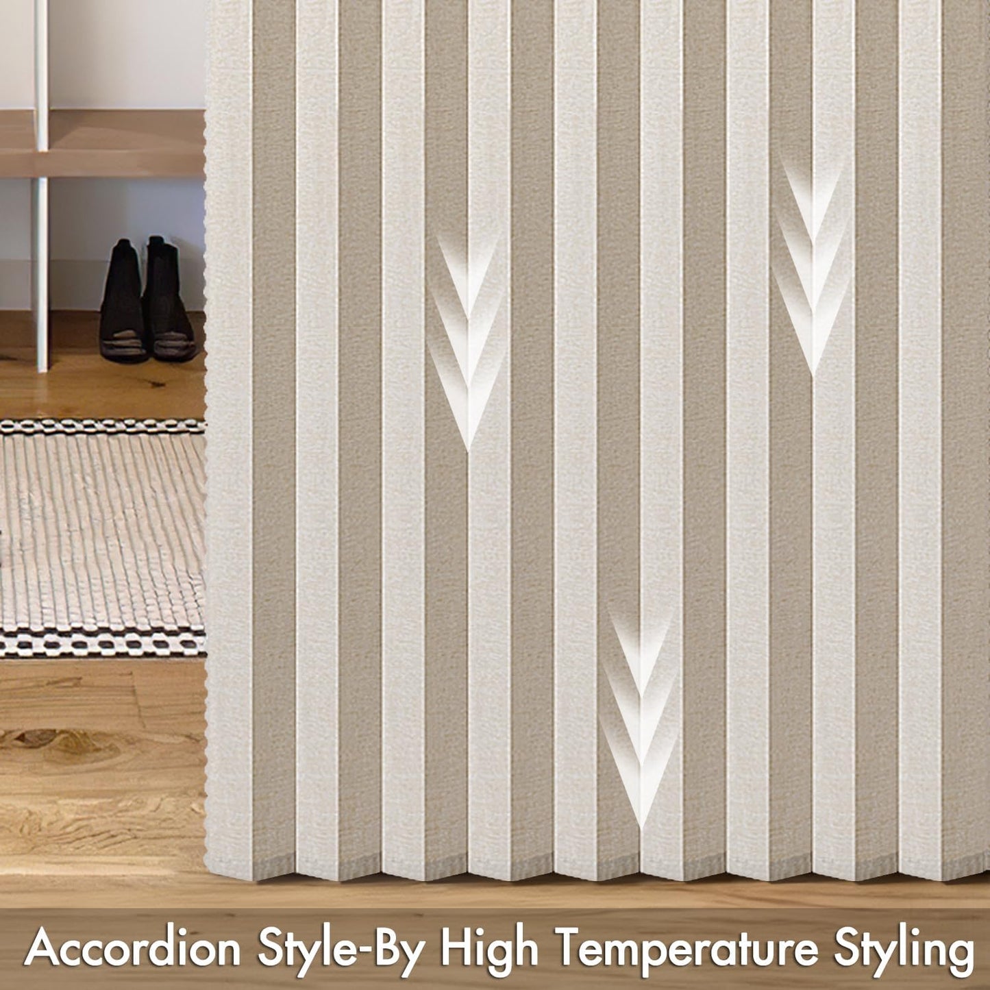MIULEE Accordion Style Magnetic Folding Door Curtains - Cream Pleated Drapes for Room Dividers | 39" x 78" Panel