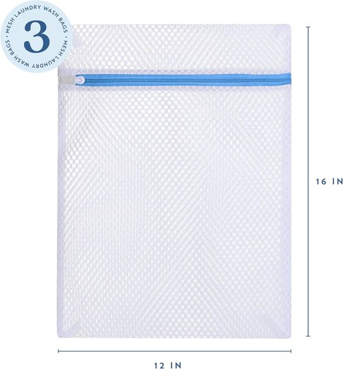 ELYN Mesh Laundry Bags - Ultra Durable Honeycomb Mesh with Anti-Rust Zipper | 3 Pack Medium (12” x 16”) for Delicates