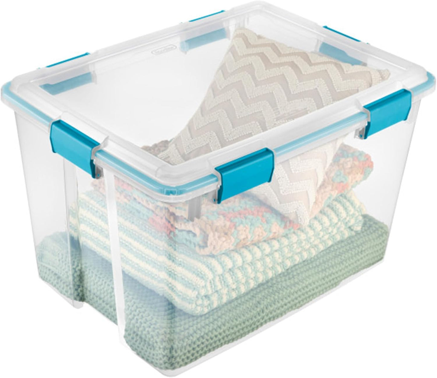 Sterilite 4-Pack Gasket Box | Weather-Resistant 80 Quart Storage Bins with Latching Lids - Heavy-Duty Organizers for Home and Office