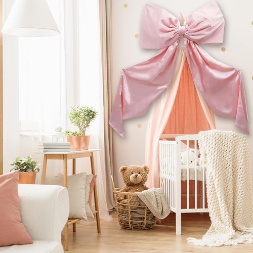 Giant Pink Coquette Bow Wall Decor - 24x48 Inch Large Ribbon Garland for Parties & Aesthetic Rooms