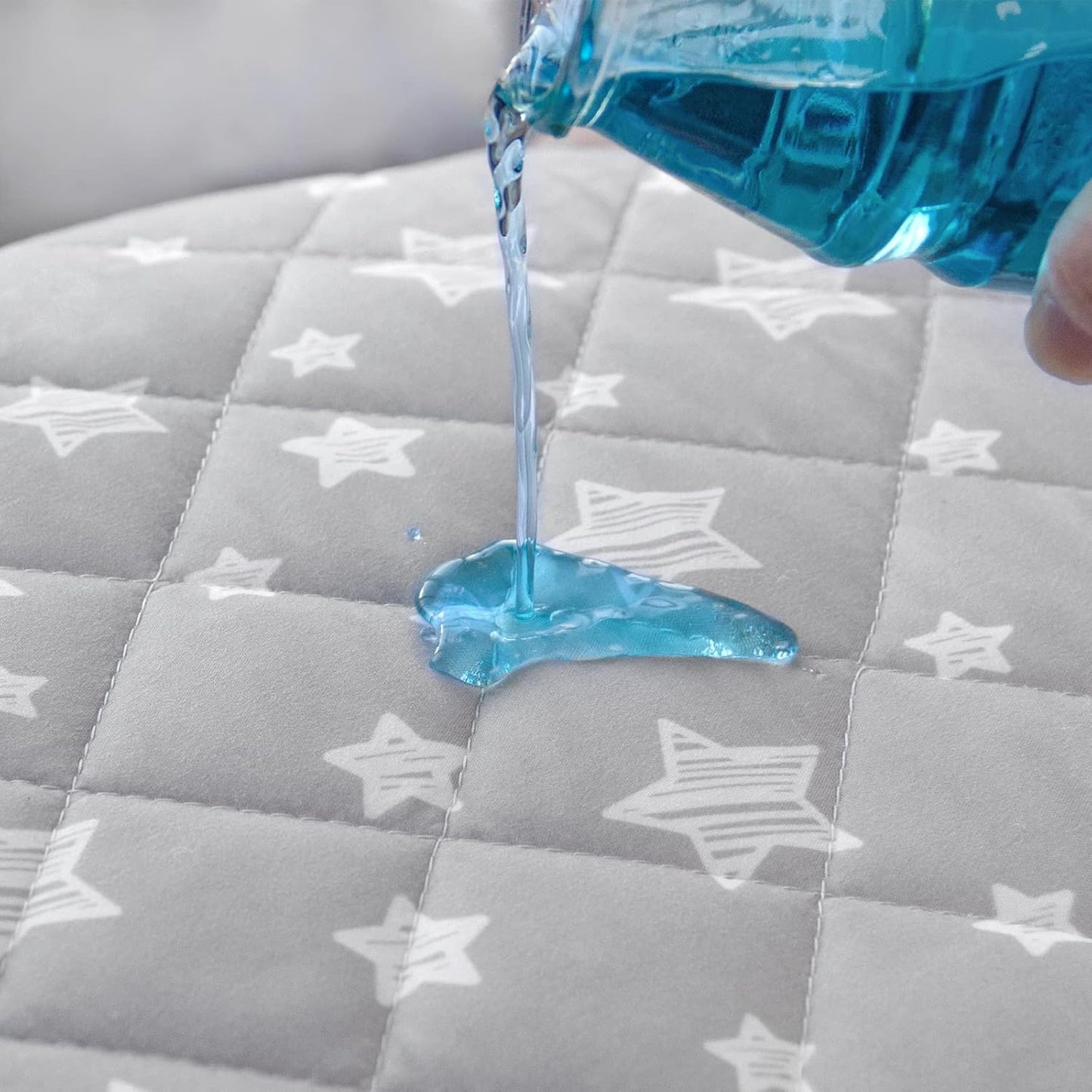Skiennix Crib Mattress Protector - Waterproof Quilted Pad Cover, Extra Soft & Breathable | 52" x 28", Grey & White Star (2 Pack)
