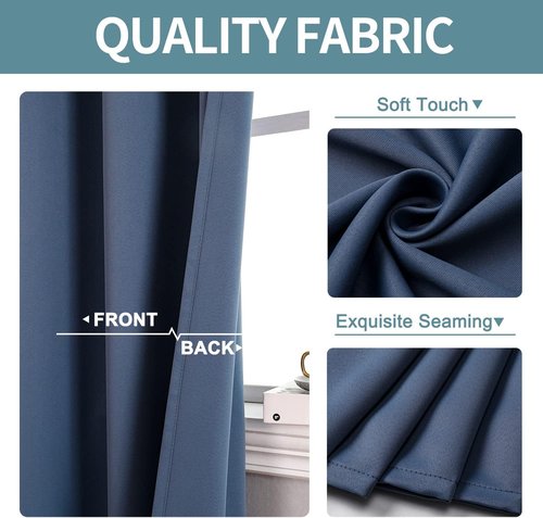 ChrisDowa Blackout Curtains - Thermal Insulated Room Darkening Panels - 102 Inches Long, Stone Blue (Set of 2)