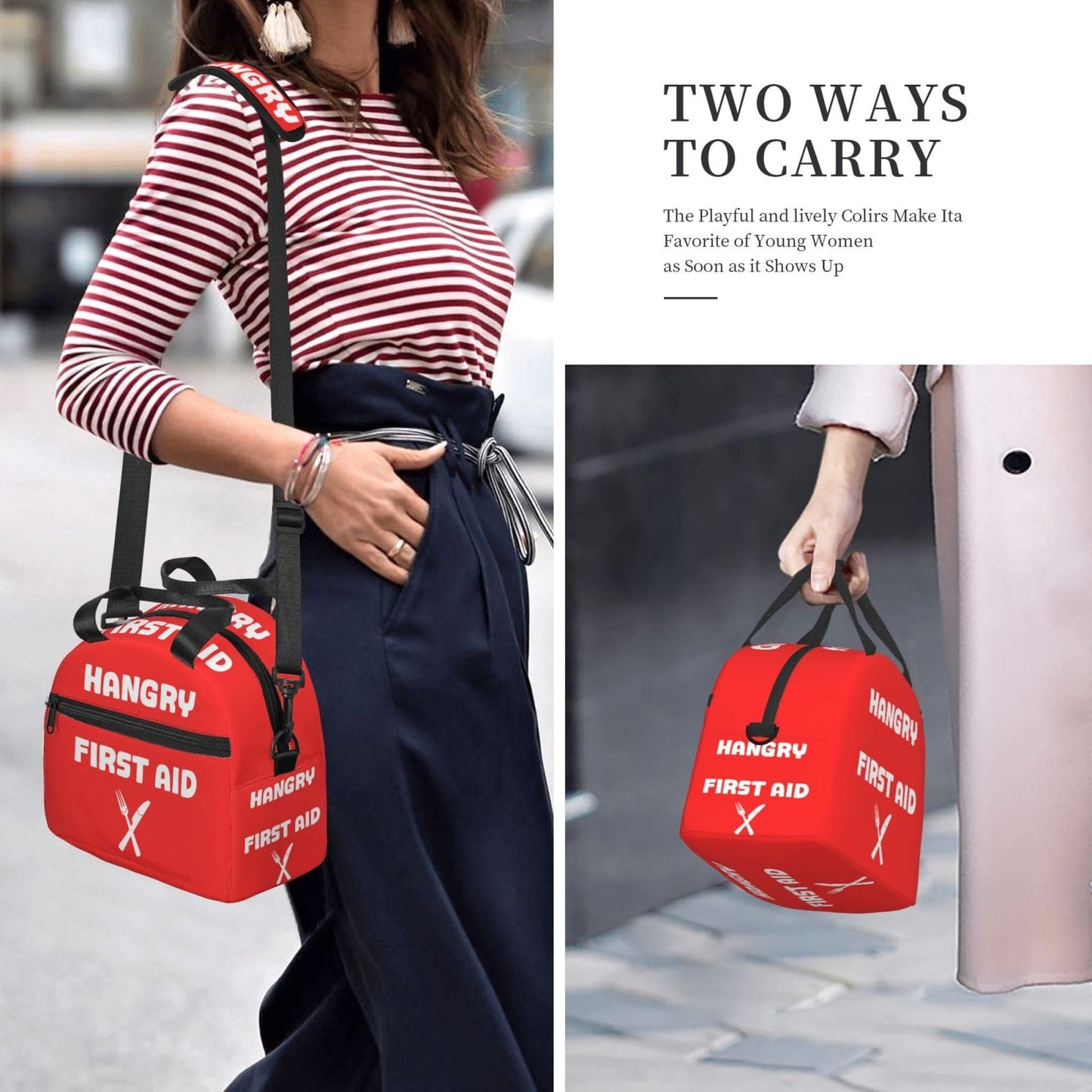 Hangry Insulated Lunch Bag Reusable Lunch Box With Adjustable Shoulder Strap Cooler Tote Bag For Men Women