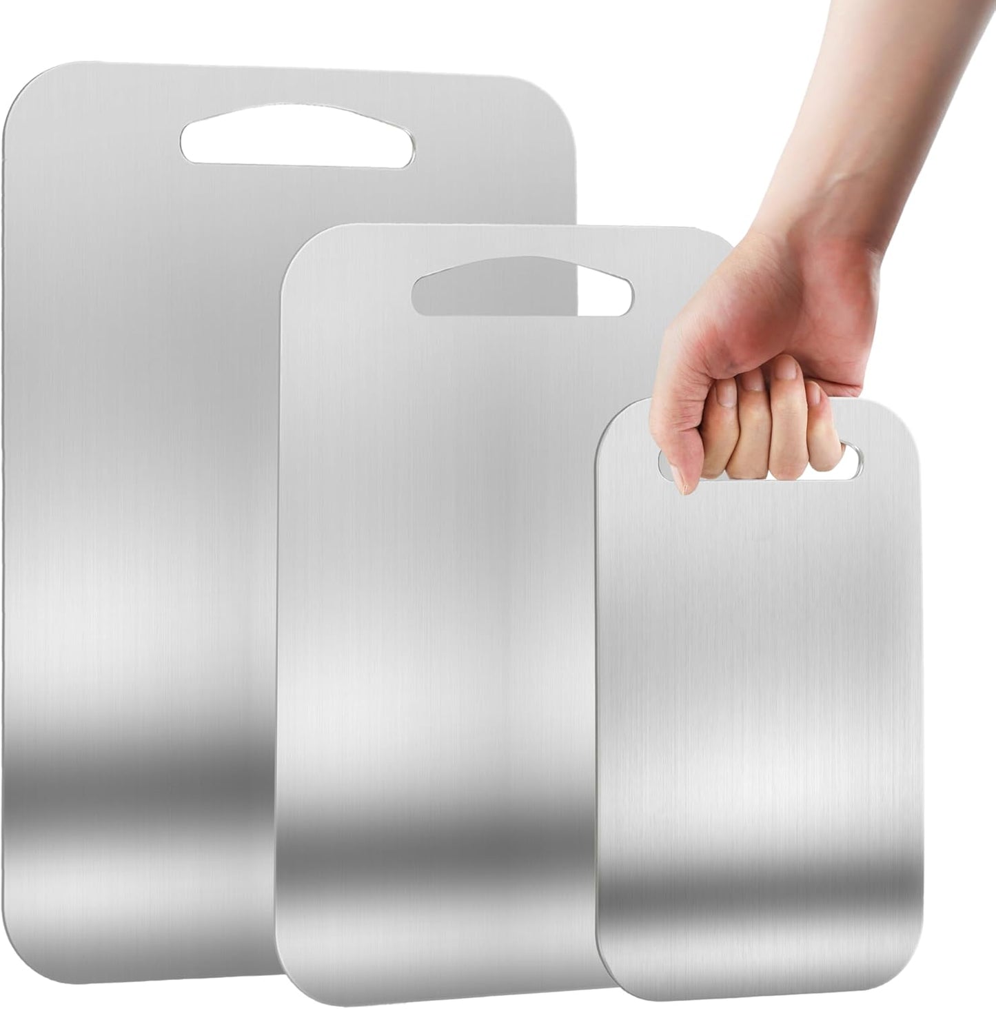 URMONA 3 PCS Stainless Steel Cutting Board Set - Non-Staining, Odor-Free & Dishwasher Safe (S, M, L)