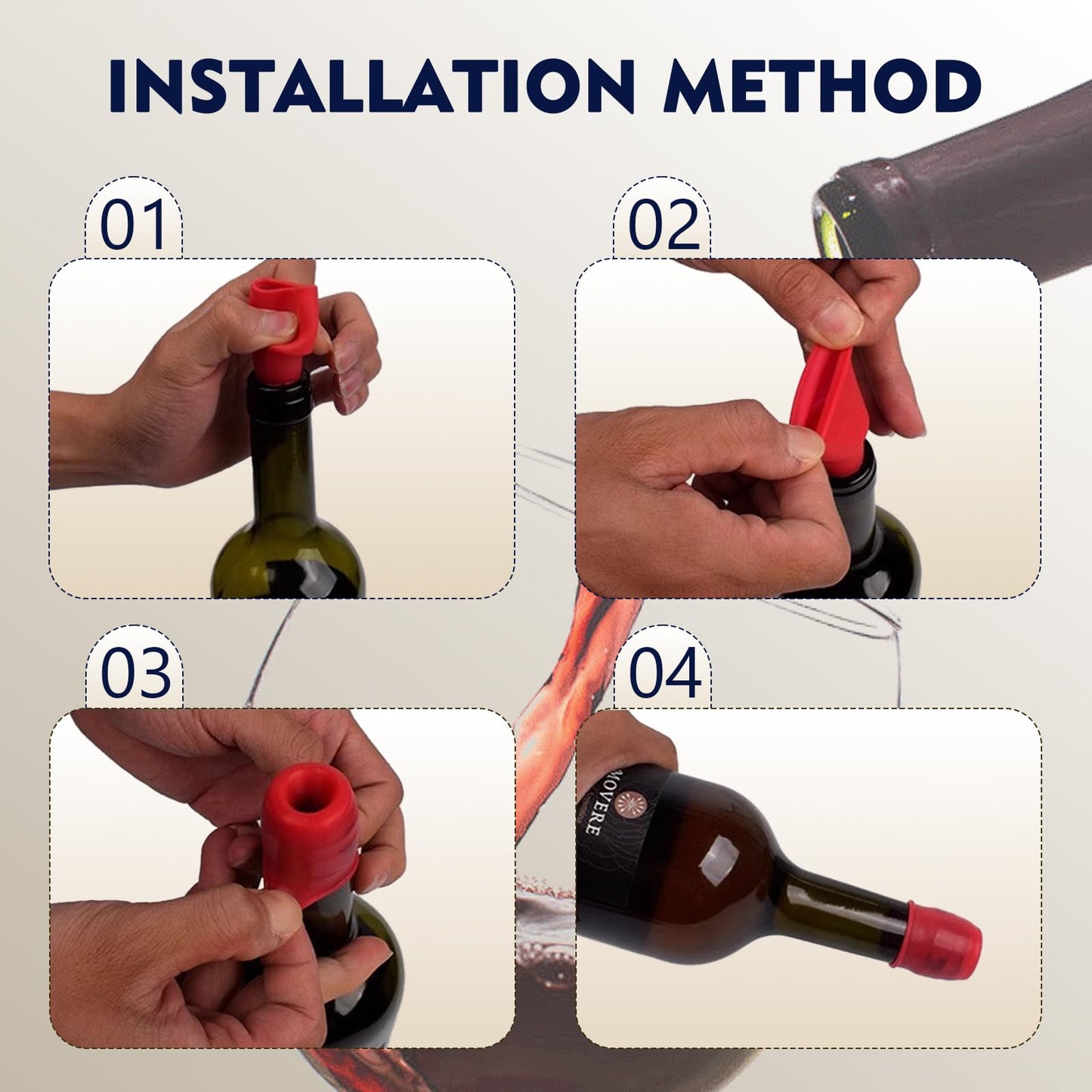 Silicone Wine Stopper for Wine Bottles, 2026 New Reusable Sparkling Wine Bottle Stopper, Seal Bottle Cover Caps to Keep Wine Fresh, Beer Champagne Stopper Home Use (4 pcs)
