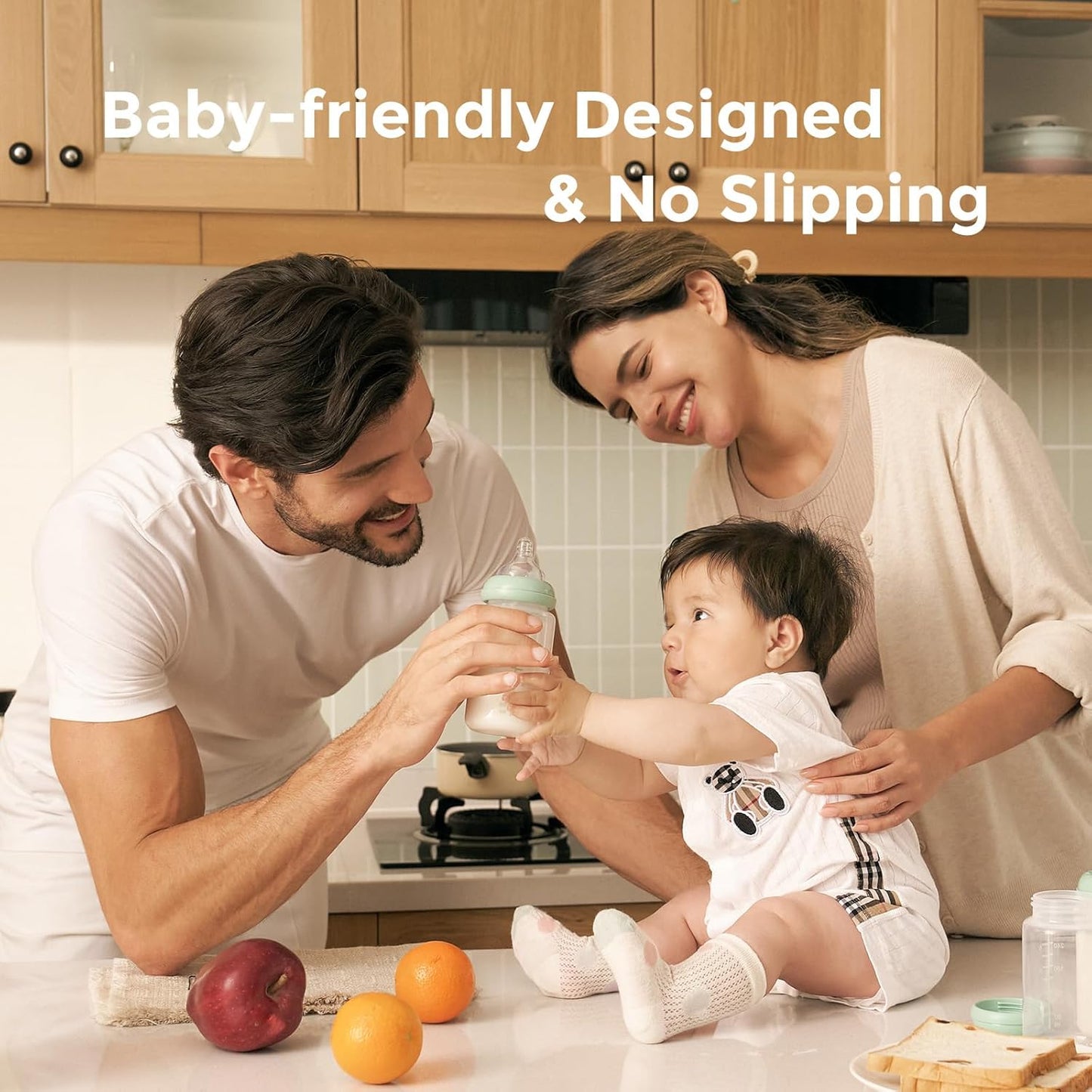 Momcozy Natural Baby Bottle - Wide-Neck, BPA-Free Milk Storage Container | 11 oz, 4-Pack for Breastfeeding Essentials