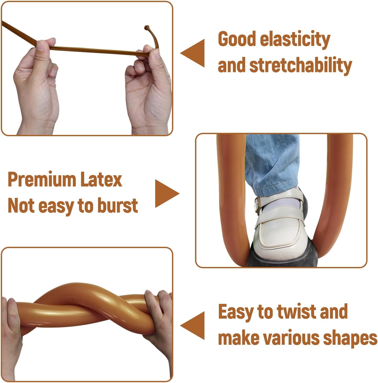 Skiennix 100Pcs Brown Long Balloons - Thickening Skinny Latex Twisting Balloons for Party Decor | Cocoa
