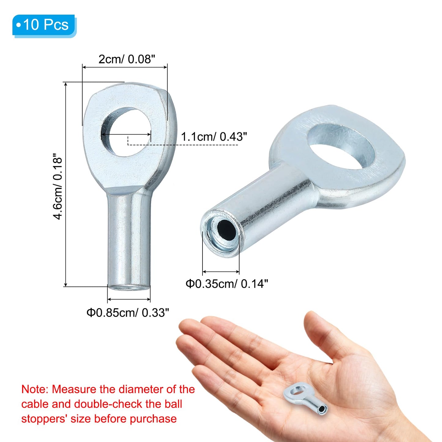 PATIKIL Cable Ball Stopper, 10pcs Gym Machine Accessories for 5mm Cable Fitness Equipment Wire Rope Port Joint Replacement Parts for Home Gym Machine,Silver