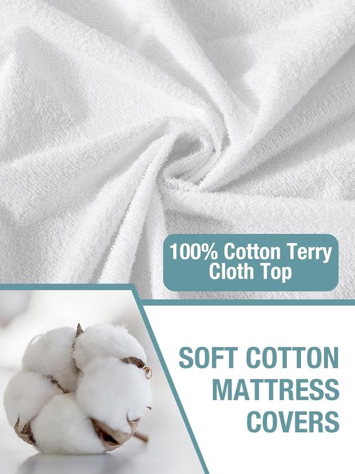 Bedecor Twin Waterproof Mattress Protector - Noiseless Cotton Terry Cover for Potty Training | Fits 9-18 Inch Depth