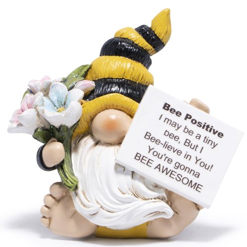 Hodao Positive Bee Motivational Home Decor Emotional Support Encouragement Gifts for Women - Stress Relief Figurine for Worked Women, Handmade Decor with Uplifting Message Office Desk