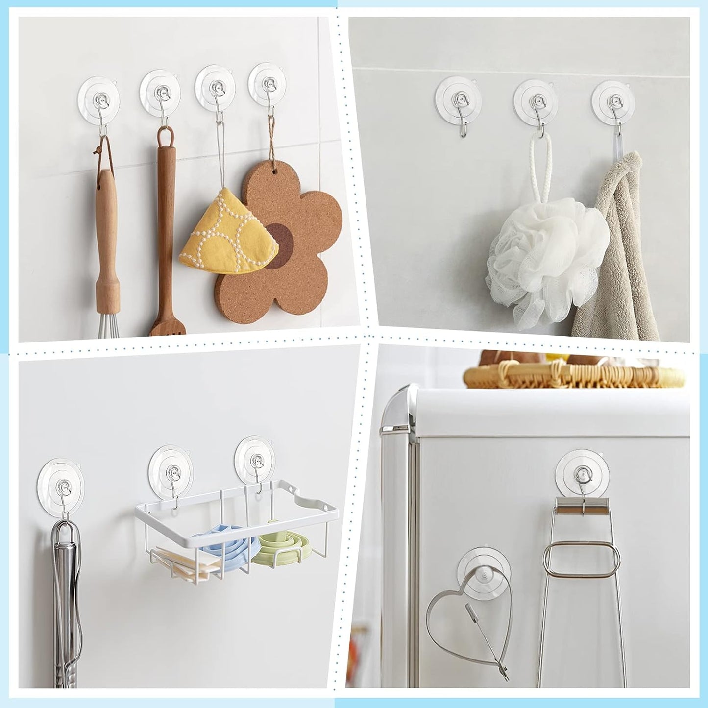 VIS'V Suction Cup Hooks - 1.77 Inch Clear Window Hooks | Removable & Reusable, 12 Pack
