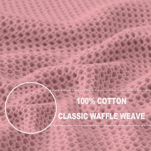 Homaxy 100% Cotton Waffle Weave Dish Towels - Ultra Soft & Absorbent Quick Drying, 13 x 28 Inches, 6-Pack | Dried Rose