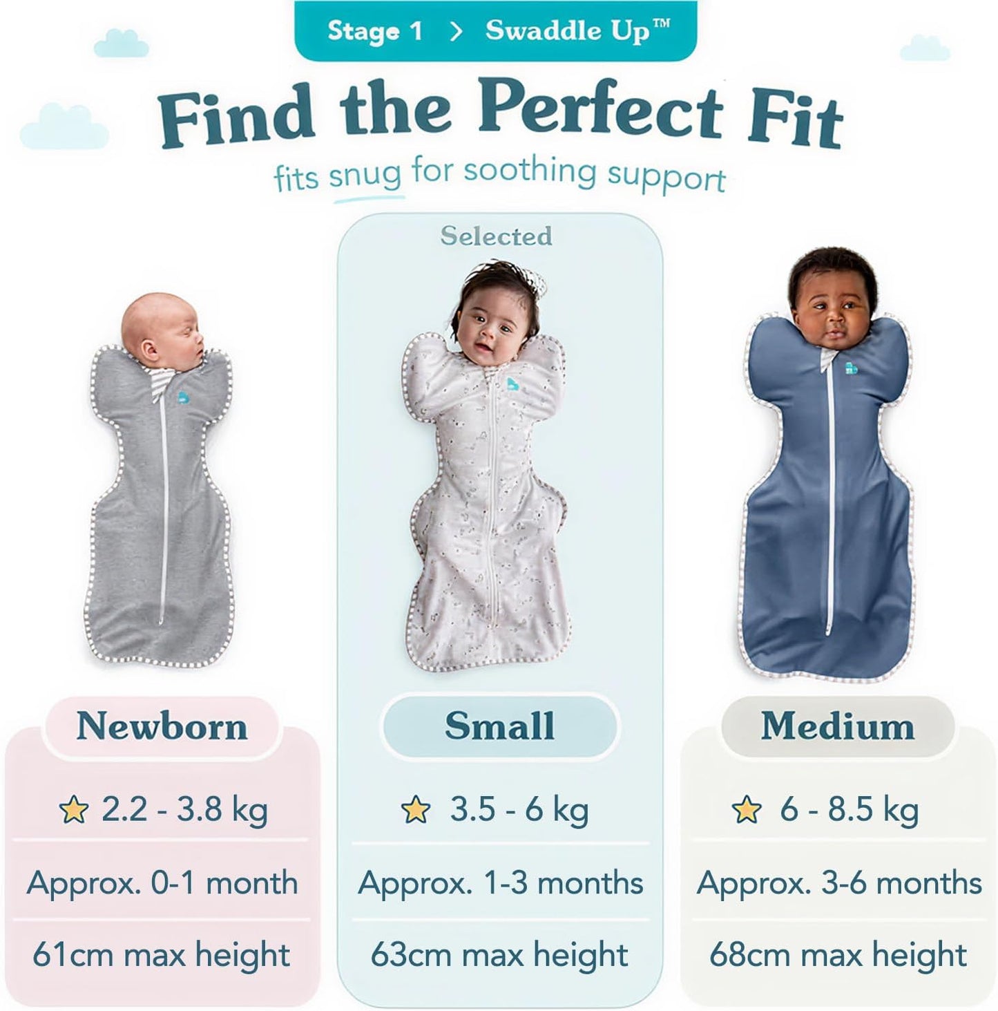 Love To Dream Swaddle Up | Soft Bamboo Fabric Wearable Blanket | Arms Up Design, Medium 8-13 lbs, Boats Mist