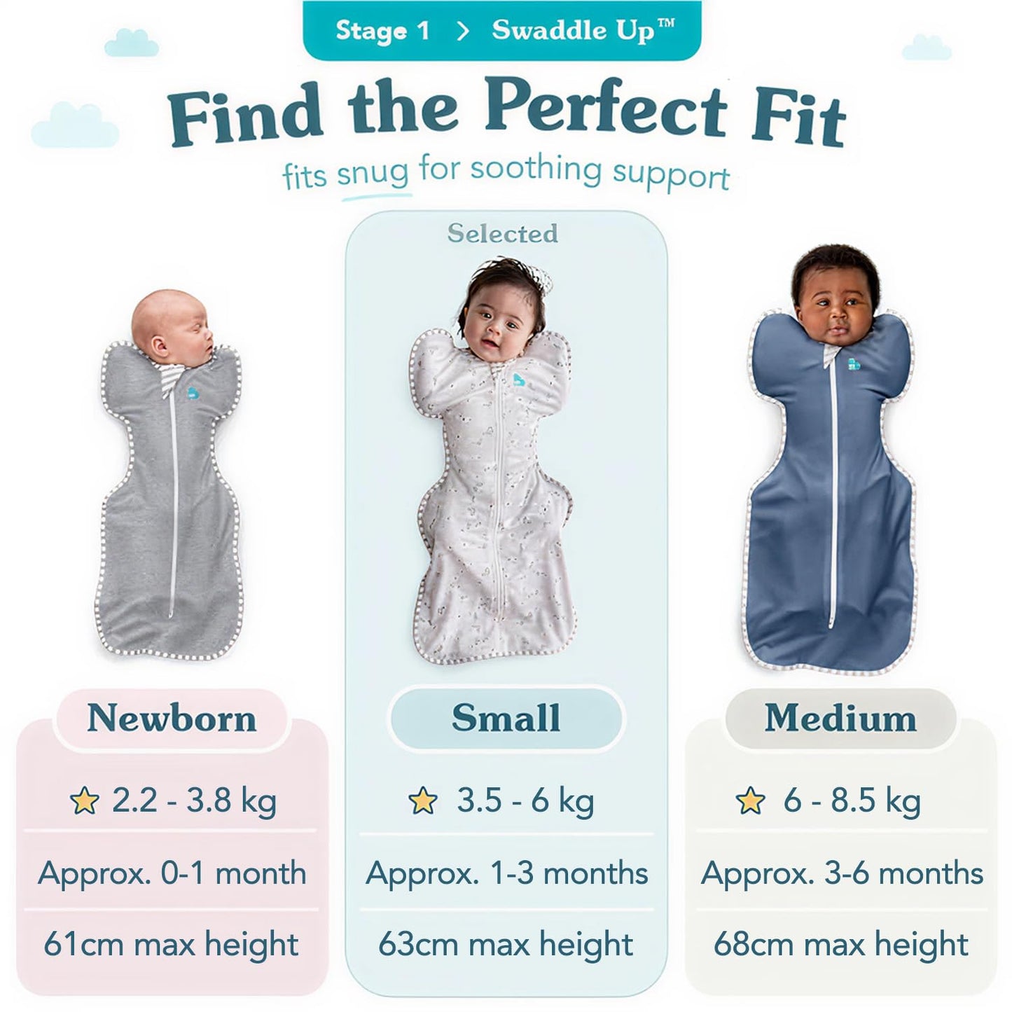 Love To Dream Swaddle Up - Soft Bamboo Fabric Wearable Blanket | Arms Up Position, 1.0 TOG, Small 8-13 lbs, Boats Mist