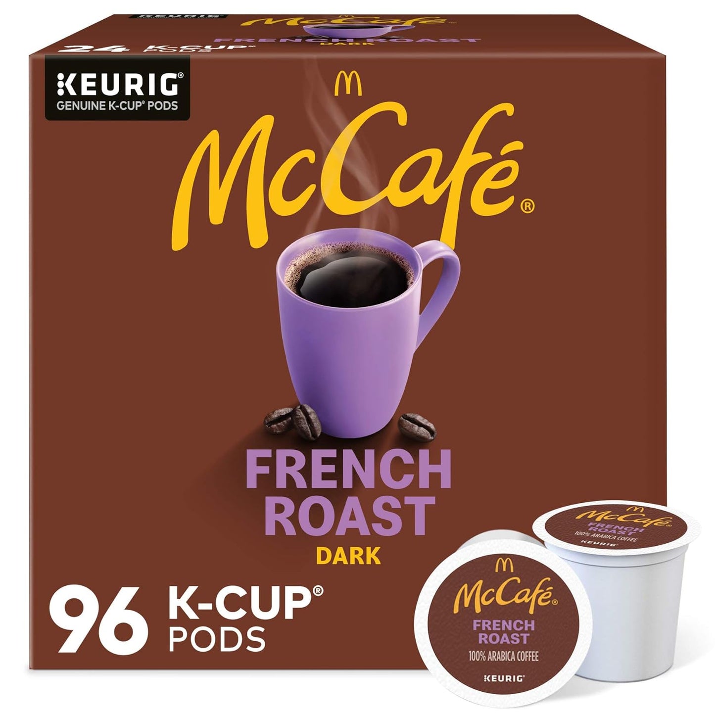 McCafe French Roast Coffee K-Cup Pods - Dark Roast, Single Serve, 96 Count (4 Packs of 24)