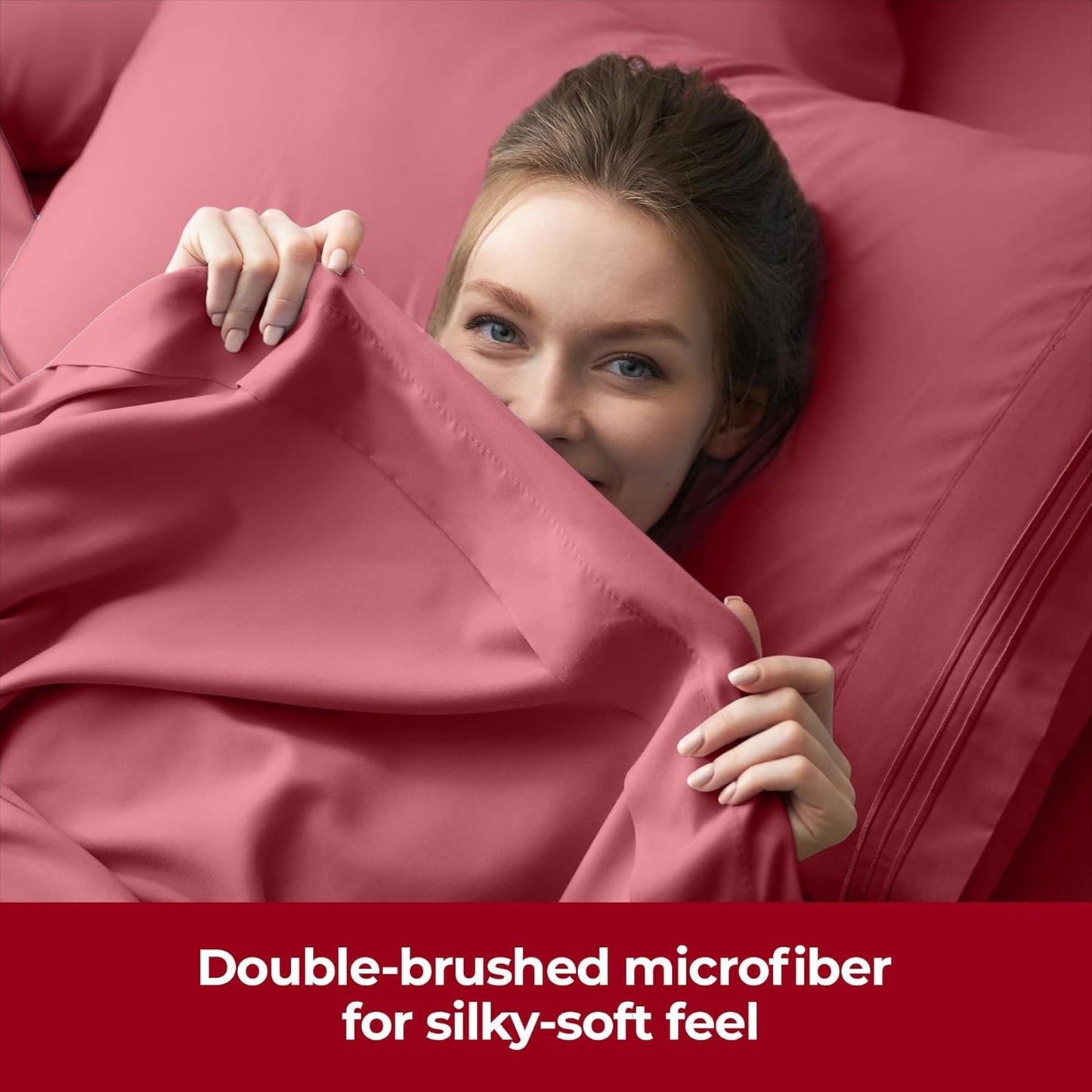 Mellanni Extra Deep Split King Sheets - 5 PC Hotel Luxury Bedding Set | Ultra Soft, Cooling, Wrinkle-Resistant (Brick Red)