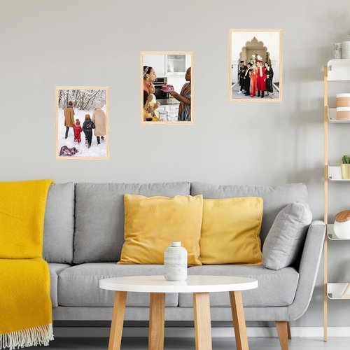 JCJMY 11x14 Picture Frame - Versatile Wall Mounting for Horizontal or Vertical Display | Shatter-Resistant Plexiglass, Natural Finish