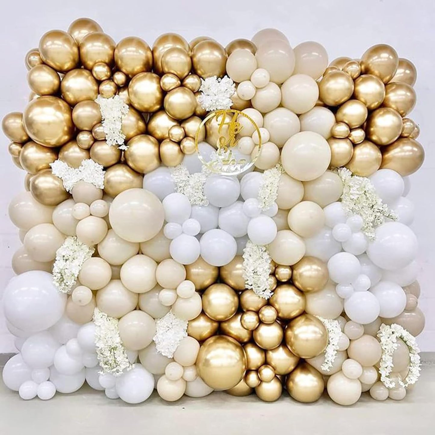 PartyWoo White and Gold Balloons - 140-Piece Set in Various Sizes for Stunning Birthday Decor