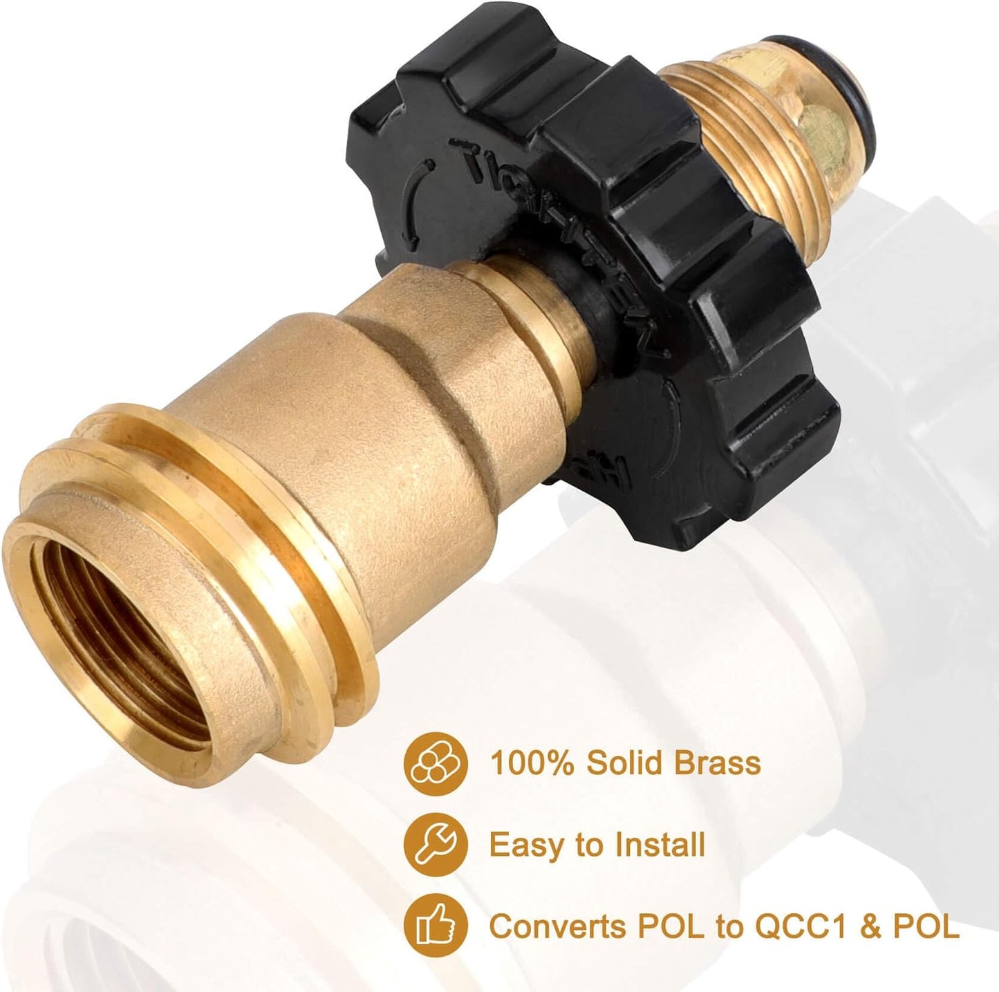 Skiennix 100lb Propane Tank Adapter - Universal POL to QCC1 Conversion | Durable Solid Brass Design