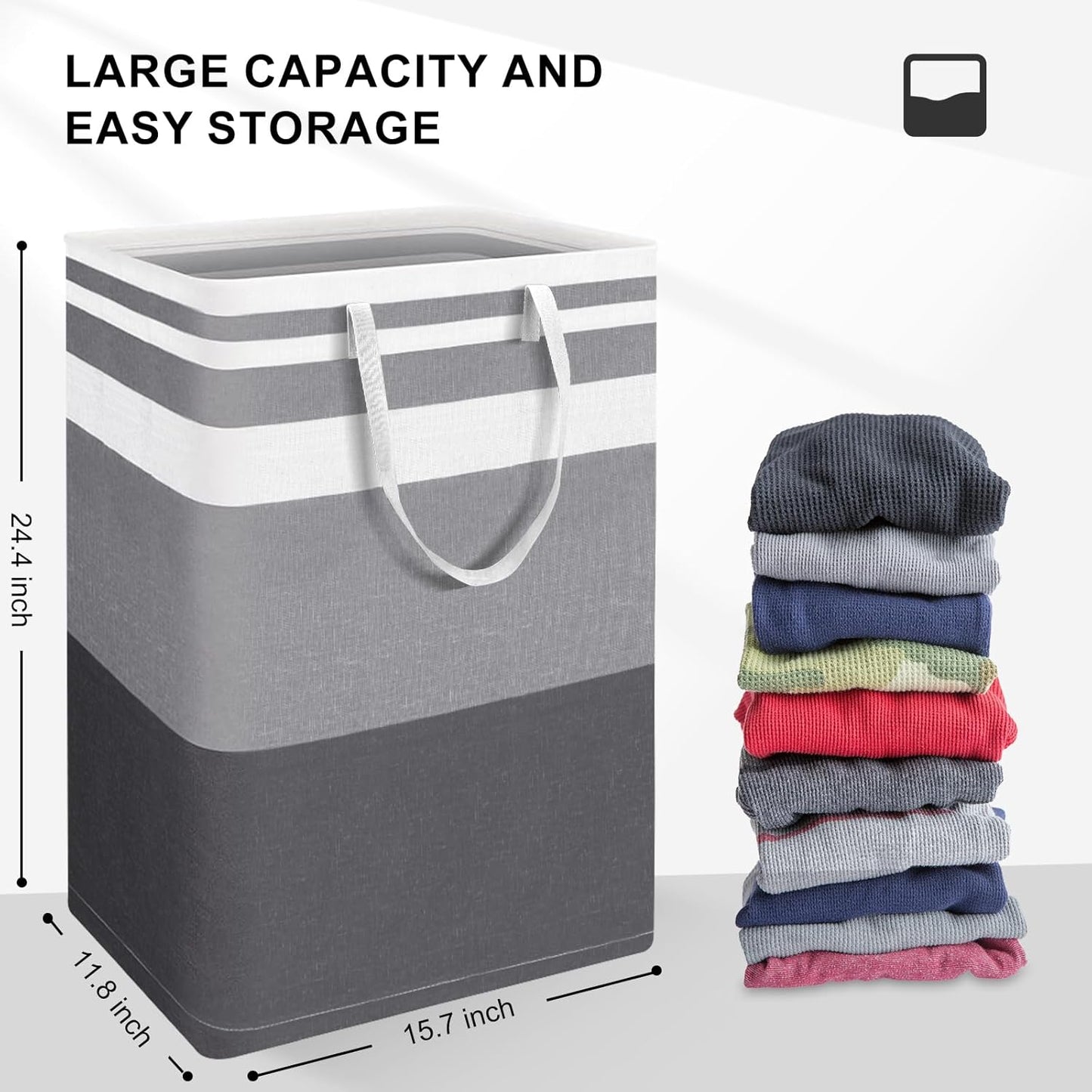 Skiennix Large Waterproof Laundry Basket - Collapsible 75L Hamper with Extended Handles for Dorm & Family