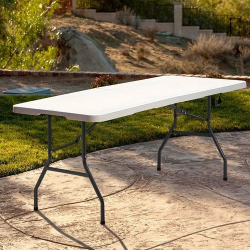 FDW Folding Table - Portable 6 FT Foldable Design for Parties & Backyard Events - White Color