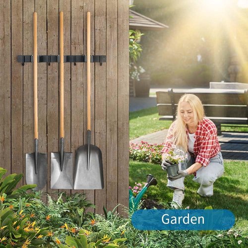 Heavy Duty Broom Hanger & Mop Holder by [Brand Name] - Stainless Steel Wall-Mounted Organizer | 2 Pack, Matte Black