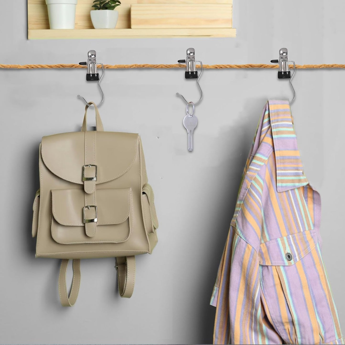 Skiennix 24 Pack Multi-Function Hanger Clips - Versatile Laundry & Closet Hooks for Clothes, Socks, Hats, and More