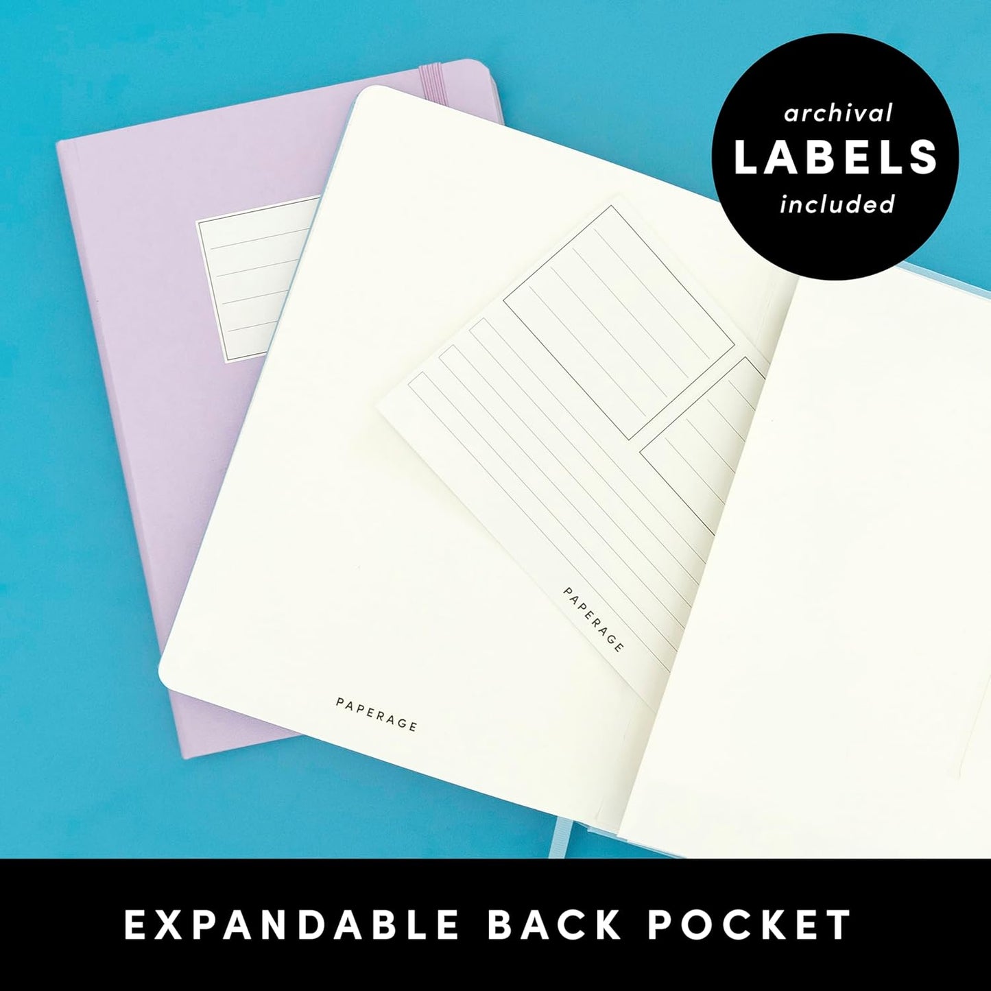 PAPERAGE Lined Journal Notebook - Medium Black Hardcover, 160 Pages, 100 GSM Thick Paper for Work & School