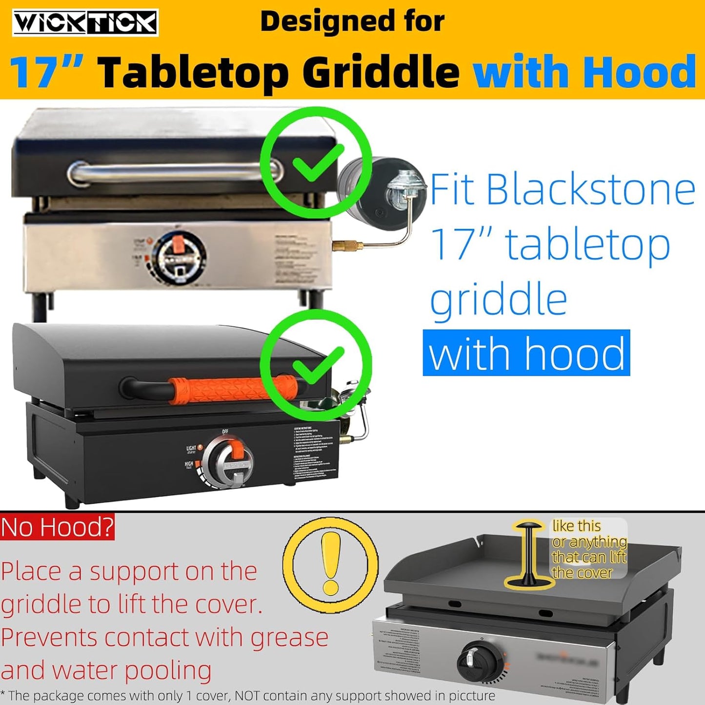 WICKTICK Griddle Cover - Heavy Duty Waterproof 600D for 17-Inch Blackstone Griddle | Full Coverage BBQ Protection