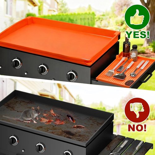 Joyhalo 36" Blackstone Silicone Griddle Cover - Includes 16" Spatula Mat & Grease Cup Liners for All-Season Outdoor Use
