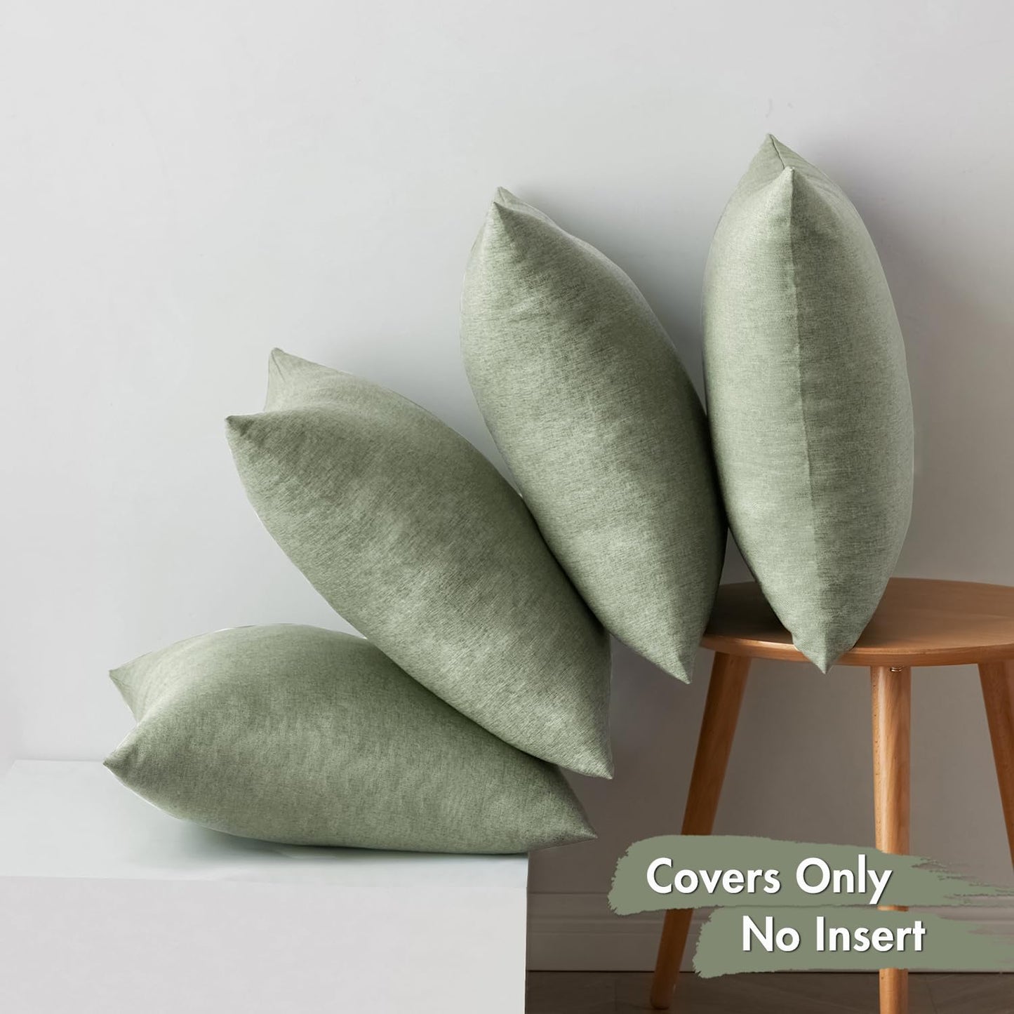 MIULEE Decorative Outdoor Throw Pillow Covers - Waterproof Linen Cushion Cases | Pack of 4, 18x18 Inch, Gray Green