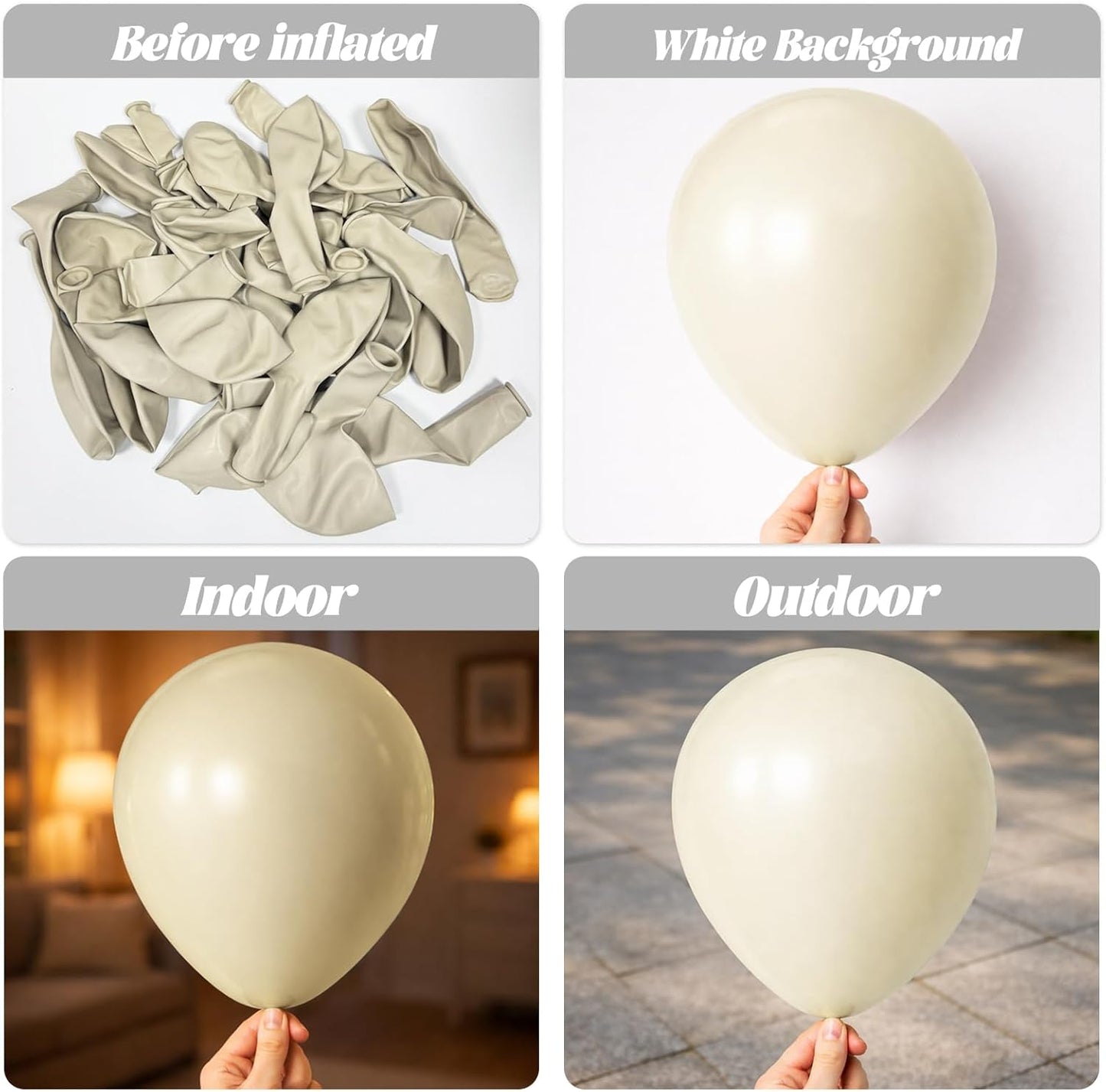 Voircoloria White Sand Balloons - 90 Pack Balloon Garland Kit for Weddings, Showers & Celebrations | 5-18 Inch Sizes