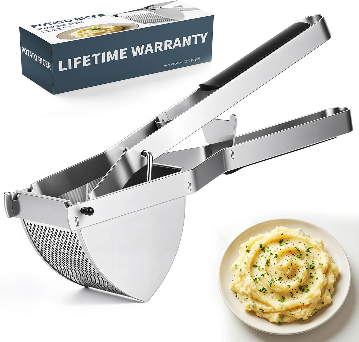 SPEENSUN Potato Ricer - Heavy Duty Stainless Steel Masher for Fluffy Mashed Potatoes | Dishwasher Safe with Comfort-Grip Handle