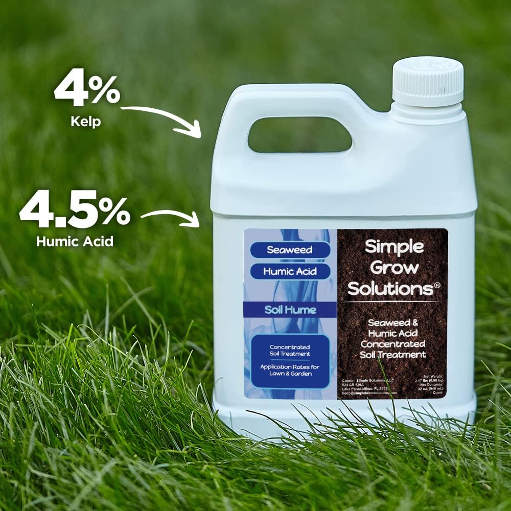 Simple Grow Solutions Organic Super Seaweed Humic Acid Blend - Liquid Sea Kelp for Healthy Grass & Plants - 32 Ounce