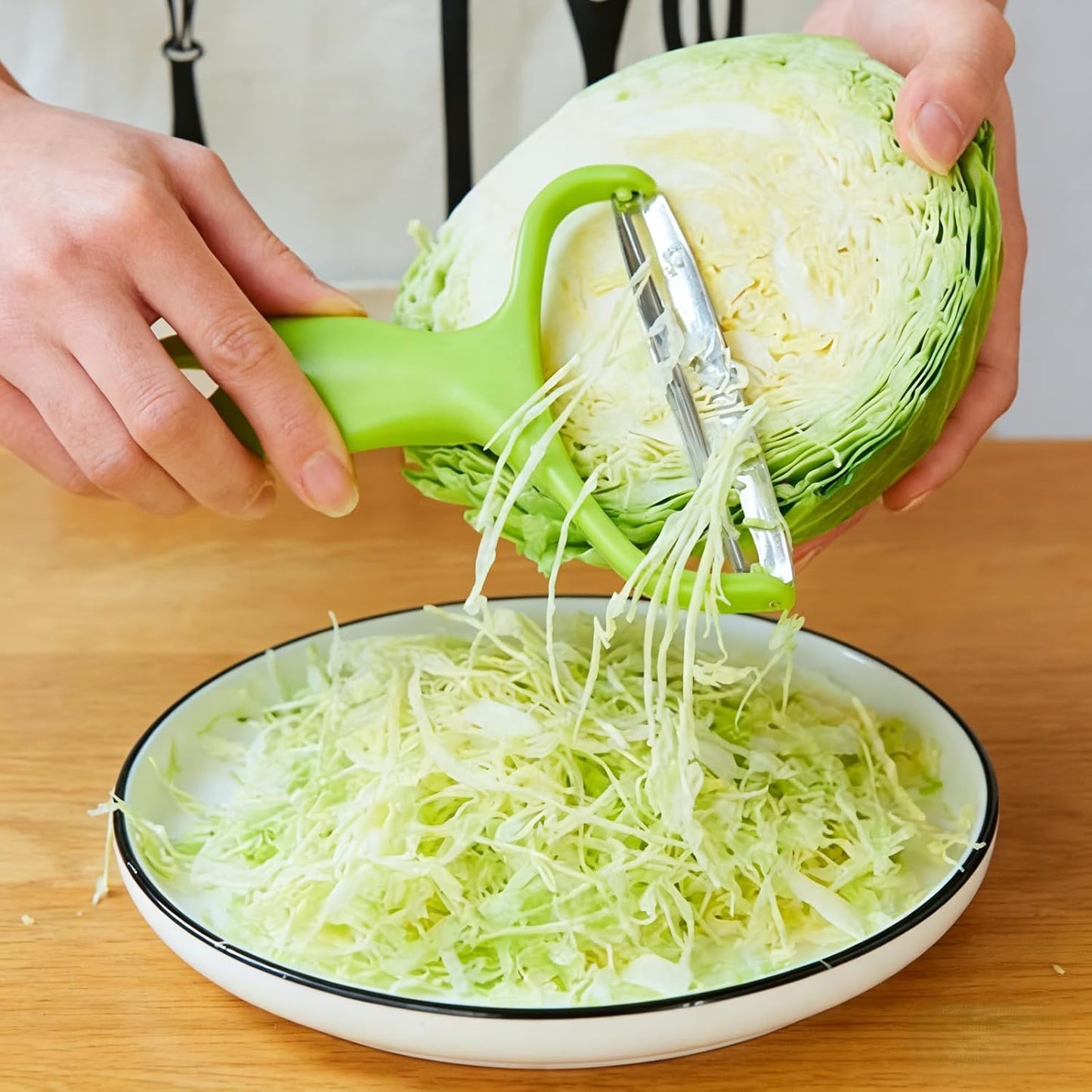Skiennix Stainless Steel Vegetable Grater - Multi-Purpose Cabbage Slicer & Shredder for Easy Salad Prep - Green
