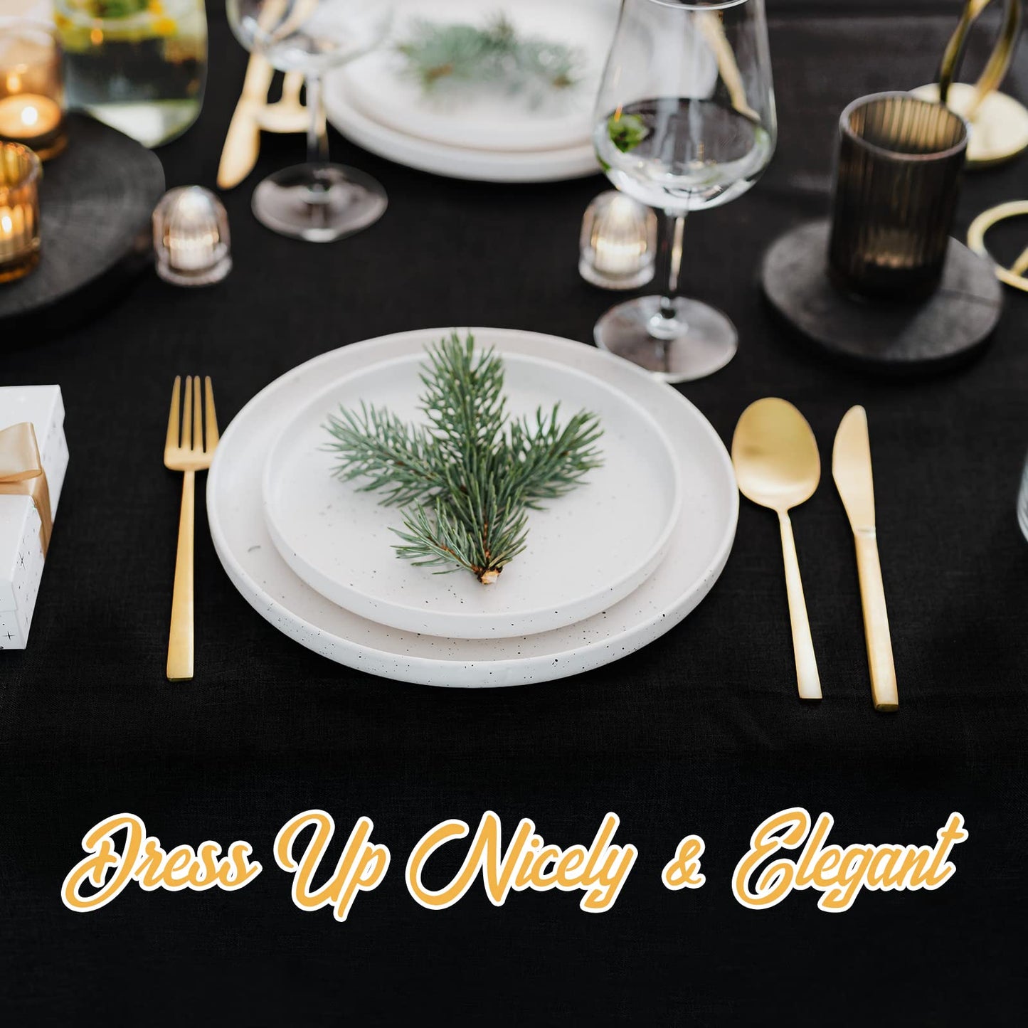 BRILLMAX 10 Pack Black Tablecloths 60 x 102 Inch for 6ft Rectangle Tables - 150 GSM Polyester Fabric, 15" Standard Drop, Water, Stain & Wrinkle Resistant Cloth Cover for Wedding Dining Buffet
