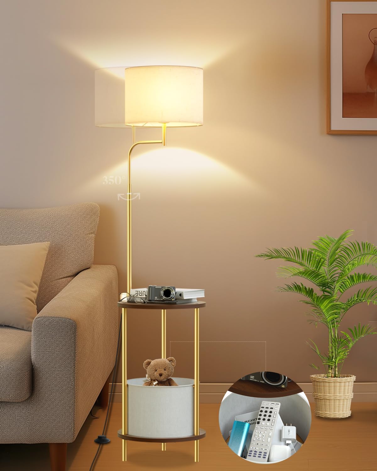 Tripod Floor Lamp, Black Standing Lamps with E26 Bulb Included, Mid Century Modern Tall Lamps for Living Room Bedroom Home Decor