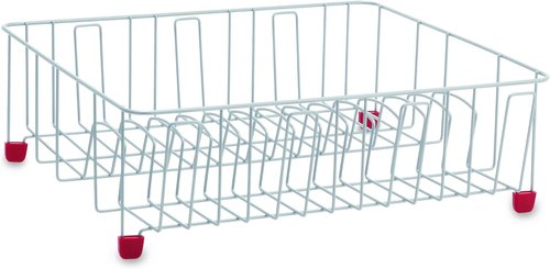 Farberware Classic Large Dish Rack - Rust Resistant with Removable Flatware Caddy & Angled Drain Board | Red 3-Piece Set