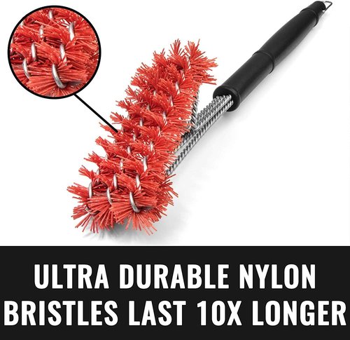 Grillaholics Nylon Grill Brush - Bristle-Free Cold Scrub Technology for Easy Cleaning - Lifetime Warranty